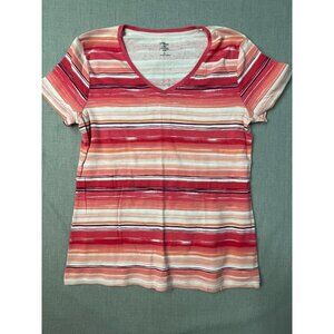 Croft & Barrow Women's Multicolored Classic Tee Large V-Neck Short Sleeve Shirt